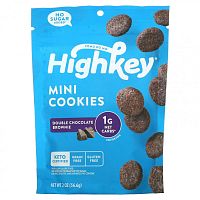 HighKey, Mini Cookies, двойной шоколадный брауни, 56,6 г (2 унции)