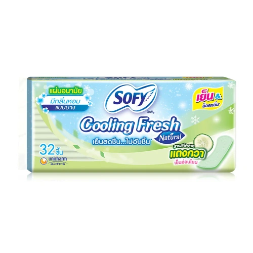 Sofy แผ่นอนามัย Cooling Fresh Natural Slim Scented 32pcs