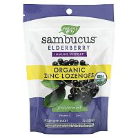 Nature's Way, Sambucus, леденцы с цинком, перечная мята, 24 леденца