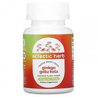 Eclectic Institute, сублимированные гинкго билоба и готу кола, 275 мг, 90 вегетарианских капсул
