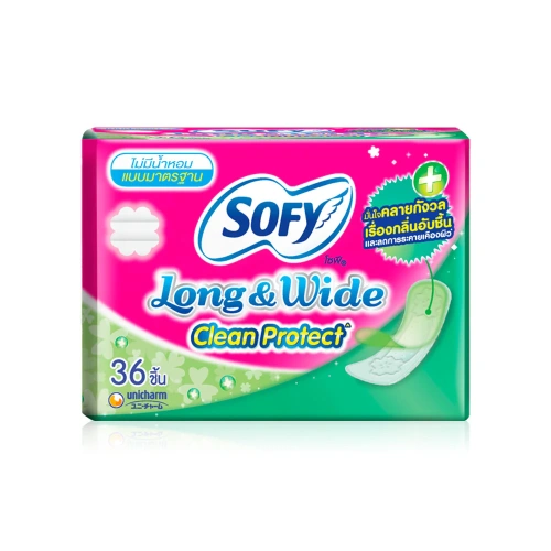 Sofy แผ่นอนามัย Long & wide Clean Protect Scented 36pcs