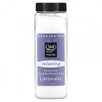 One with Nature, Минеральные соли Мертвого моря, расслабляющее действие, с лавандой, 907 г (2 фунта)