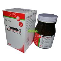 Щитовидные железы Тироид THYROID-S Thyroid Extract 60 mg. 500 капсул Таиланд
