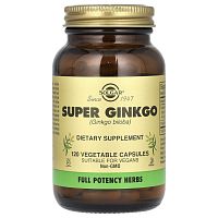 Solgar, супер гинкго билоба, 120 вегетарианских капсул