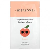 Idealove, Superfood Skin Savior, Pretty as a Peach, 1 тканевая маска, 20 мл (0,68 жидк. Унции)