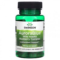Swanson, AuroraBlue, дикая голубика с Аляски, 200 мг, 30 вегетарианских капсул