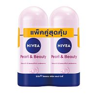 Nivea Roll On Pearl  Beauty 50 Ml.Twin Pack โรลออน ลดเหงื่อ ระงับกลิ่นกาย