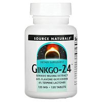 Source Naturals, Ginkgo-24, гинкго билоба,120 мг, 120 таблеток