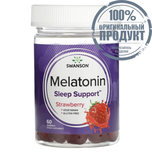 Swanson, Мелатонин, клубника, 60 жевательных таблеток