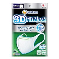 Unicharm 3D Fit Mask Adult Size L 4'S หน้ากากอนามัย