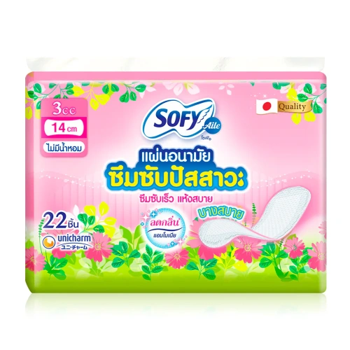 Sofy แผ่นอนามัยซึมซับปัสสาวะ Unscented 3cc [14cm x 22pcs]