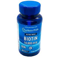 Капсулы Биотин 10000 мкг Ultra Mega Biotin Puritan’s Pride 10000 mcg — для роста волос, крепких ногтей и сияющей кожи
