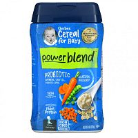Gerber, Powerblend Cereal for Baby, Probiotic Oatmeal, Lentil, Carrots & Peas, Sitter, 8 oz (227 g)