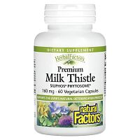 Natural Factors, расторопша высшего качества, 160 мг, 60 вегетарианских капсул