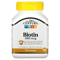 21st Century, Биотин, 5000 мкг, 110 капсул