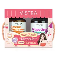 VISTRA Set Skin Acerola Cherry 1000mg 45 Tablets + Grape Seed 60mg 20 Capsules