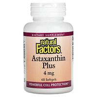 Natural Factors, Astaxanthin Plus, астаксантин, 4 мг, 60 капсул
