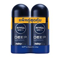 Nivea Men Roll On Deep Darkwood 50 Ml.Twin Pack ผู้ชาย โรลออนลดเหงื่อ ระงับกลิ่นกาย