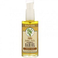 Badger Company, Масло для волос с жожоба, розмарином и чайным деревом, 2 жидких унции (59,1 мл)