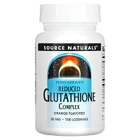 Source Naturals, Комплекс с восстановленным глутатионом, со вкусом апельсина, 50 мг, 100 пастилок