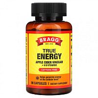 Bragg, True Energy, яблочный уксус и 6 витаминов группы B, без кофеина, 90 капсул