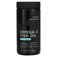 Sports Research, Рыбий жир тройной силы с омега-3, 180 мягких таблеток