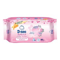 D-Nee Baby Wipes Sakura Pink 80 Pcs.