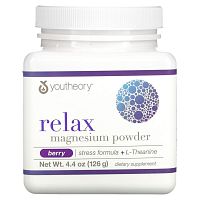 Youtheory, Relax, магниевый порошок, формула для снятия стресса + L-теанин, вкус ягод, 126 г (4,4 унции) Youtheory, Relax, магниевый порошок, формула для снятия стресса + L-теанин, вкус ягод, 126 г (4,4 унции)