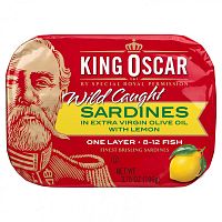 King Oscar, Wild Caught, Sardines In Extra Virgin Olive Oil With Lemon, 3.75 oz (106 g)