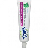 Tom's of Maine, Натуральная отбеливающая зубная паста против зубного налета, без фтора, перечная мята, 155,9 г (5,5 унции)