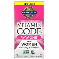 Garden of Life, Vitamin Code, RAW One, мультивитаминная добавка для женщин (для приема 1 раз в день), 75 вегетарианских капсул