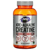 NOW Foods, Kre-Alkalyn Creatine для активного образа жизни, 750 мг, 240 вегетарианских капсул