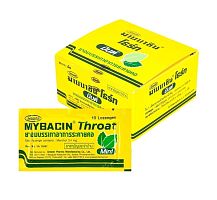 Тайские пастилки для горла от тонзиллита Mybacin Throat Mint Lozenges, 10 шт. Таиланд
