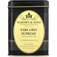 Harney & Sons, Черный чай Earl Grey Supreme с серебристыми верхушечными почками, 4 унции