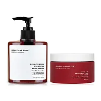 Grace And Glow Set 2 Items Brightening Solution Body Wash 400ml + Rouge 540 Brightening Clay Body Scrub 220g