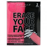 Erase Your Face, Многоразовые салфетки для снятия макияжа, розовые и черные, 2 салфетки