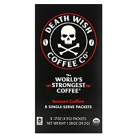Death Wish Coffee, The World's Strongest Coffee, растворимый кофе, темная обжарка, 8 порционных пакетиков по 4,9 г (17 унций)