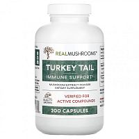 Real Mushrooms, Индейка, порошок из экстракта грибов, 200 капсул