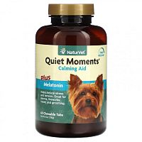 NaturVet, Quiet Moments, успокаивающее средство с мелатонином, для собак, 60 жевательных таблеток 180 г (6,3 унции)