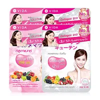 GlutaMax by Vida L-Glutathione 250mg [30 Capsules x 2 Sachets] + Collagen Q10 [52 Tablets x 2 Sachets]