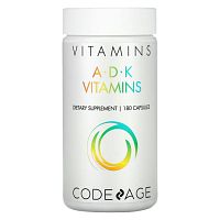 Codeage, витамины A, D и K, 180 капсул