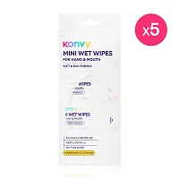 Konvy Mini Wet Wipes For Mouth & Hand 8 Wipes [8 Packs x 5pcs]