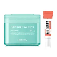 Mediheal Set 2 Items Madecassoside Blemish Pad 170ml [100 Pads] + Labocare Pantenolips Healssence Coral 10ml