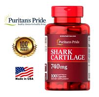 Акулий Хрящ для восстановления суставов и связок Puritan’s Pride Shark Cartilage 740 mg. 100 капсул США