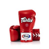 Боксерские профессиональные перчатки на шнуровке Fairtex BGL 6, Таиланд 16 oz Red