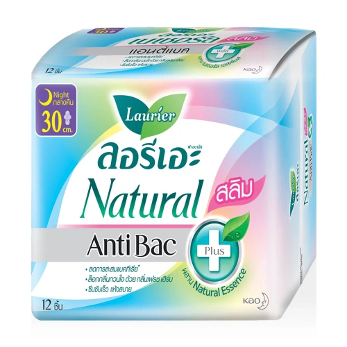 LAURIER ผ้าอนามัย Natural Antibac Slim [30cm x 12pcs]
