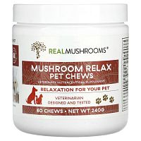 Real Mushrooms, Mushroom Relax, жевательные таблетки, 60 жевательных таблеток, 240 г