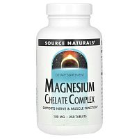 Source Naturals, комплекс хелата магния, 100 мг, 250 таблеток Source Naturals, комплекс хелата магния, 100 мг, 250 таблеток