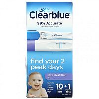 Clearblue, Easy Ovulation Kit, 10 тестов на овуляцию + 1 тест на беременность