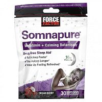 Force Factor, Somnapure, мелатонин и успокаивающие растительные ингредиенты, ягоды сна, 30 жевательных таблеток